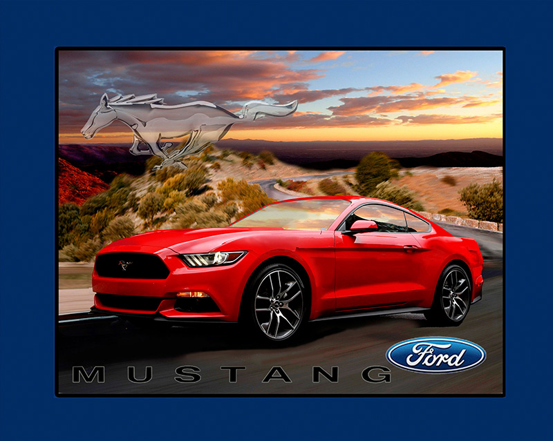 Red Ford Mustang Panel Size 90cm x 110cm - Click Image to Close