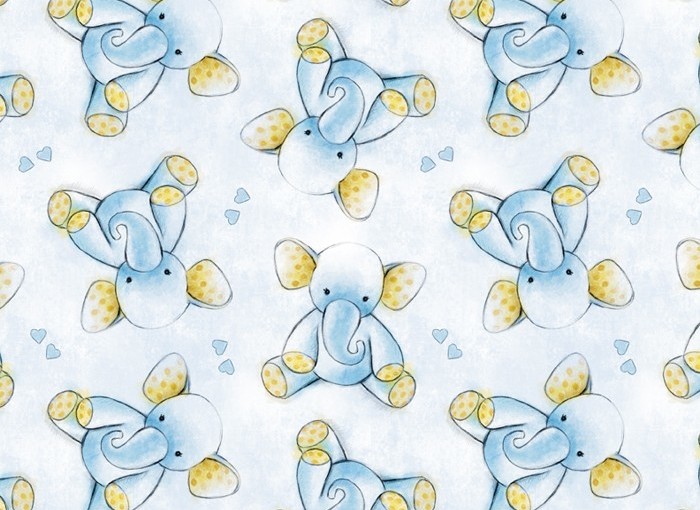 Sleepytime Animals- Elephant and Heart on Light Blue Background - Click Image to Close