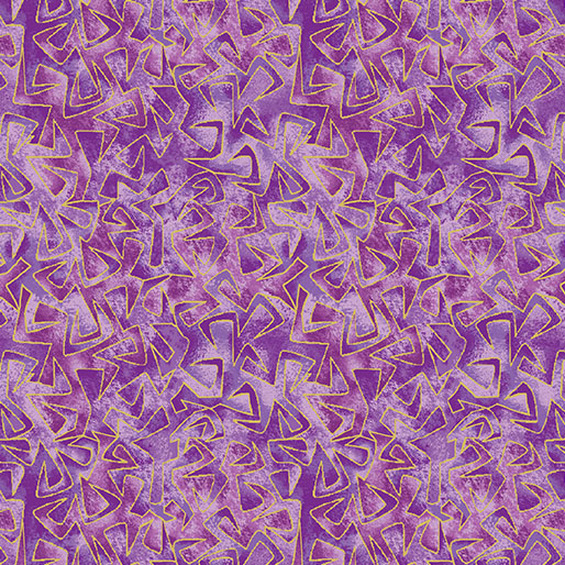 Cat-I-Tude: Triangular Motion Purple with Gold Metallic Print - Click Image to Close