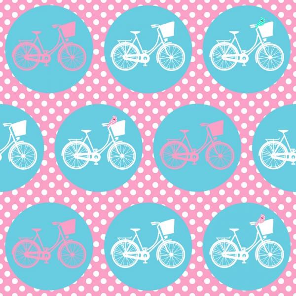 Bicycles Bikes Wheels Pink / Aqua - Click Image to Close