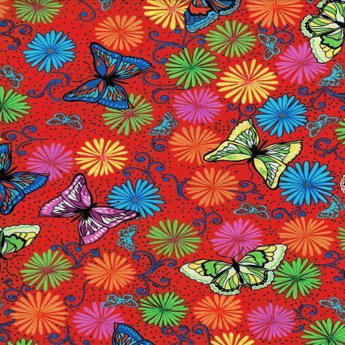 Butterfly Butterflies Flower Flowers Bright Red - Click Image to Close