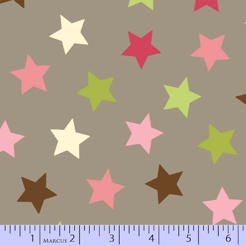 Zig Zag Collection Flannel - Green, Pink, Brown & White Stars - Click Image to Close