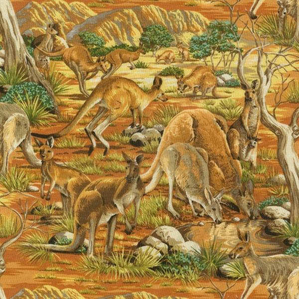 Australian Kangaroo Fabric , Roos - Click Image to Close