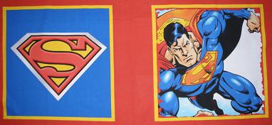 Superman front and back fabric pillow / cushion panel. - Click Image to Close