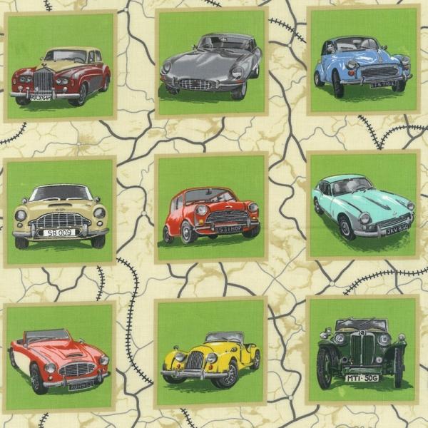 Classic Cars Panels - squares Vintage British - Click Image to Close