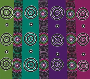 Desert Flowers Black Australian Aboriginal Fabric - Click Image to Close