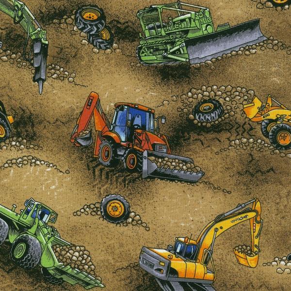Earth Movers on Dirt, Diggers on Brown - Click Image to Close