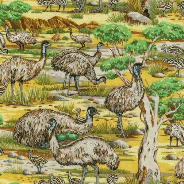 Emus Emu in the Wild Fabric Australian - Click Image to Close