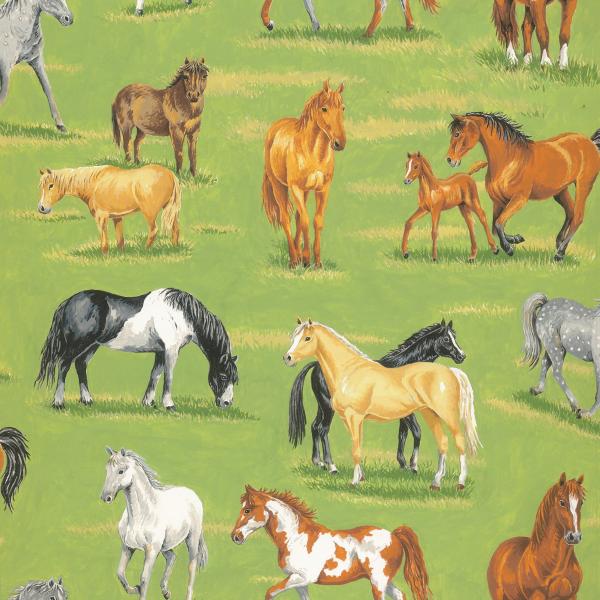Horse Horses Foal on Green Background - Click Image to Close