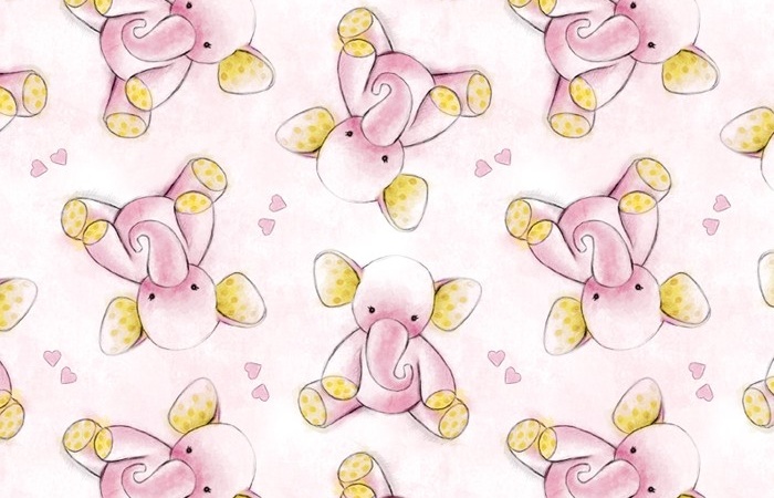 Sleepytime Animals- Elephant and Heart on Pink Background - Click Image to Close