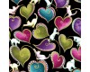 Cat-I-Tude: Hearts & Cats Black with Gold Metallic Print