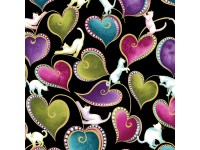 Cat-I-Tude: Hearts & Cats Black with Gold Metallic Print