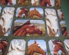 Lovely Horse Patch - Panel Fabric White & Brown Horses