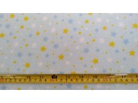 FLANNEL- Blue Yellow White Stars on light blue background
