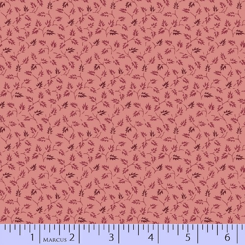 Civil War Melodies Peachy Pink with Burgundy Leaf Print - Click Image to Close