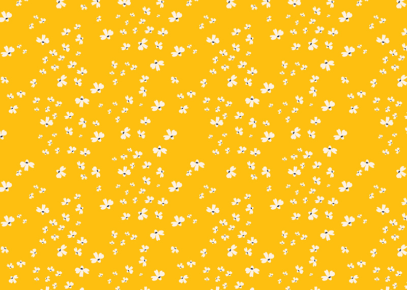 Taking Flight: Mini Flowers on Mustard - Click Image to Close