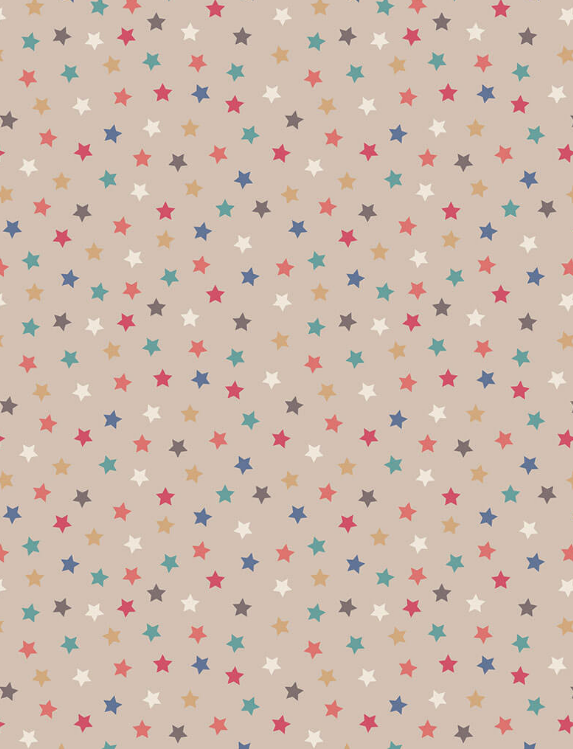 Vintage Circus. Coloured Stars on Cream / Tan background - Click Image to Close