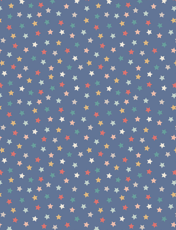 Vintage Circus. Coloured Stars on Blue Background - Click Image to Close