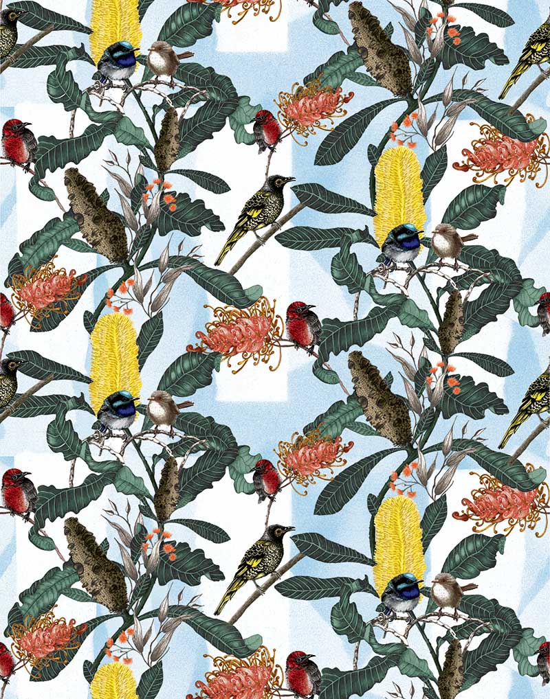 Bush Beauty Banskia with birds - Click Image to Close