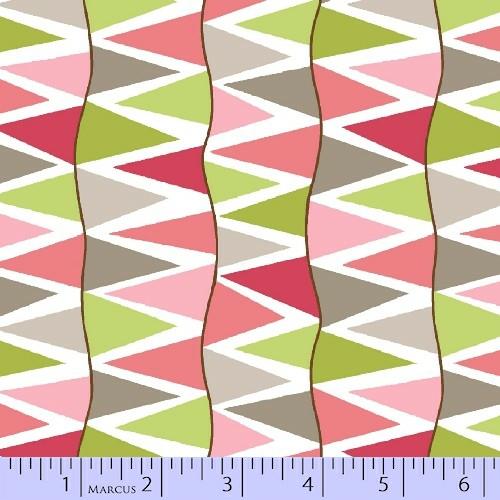 Zig Zag Collection Flannel - Grey, Green & Pink Zig Zag Stripe - Click Image to Close
