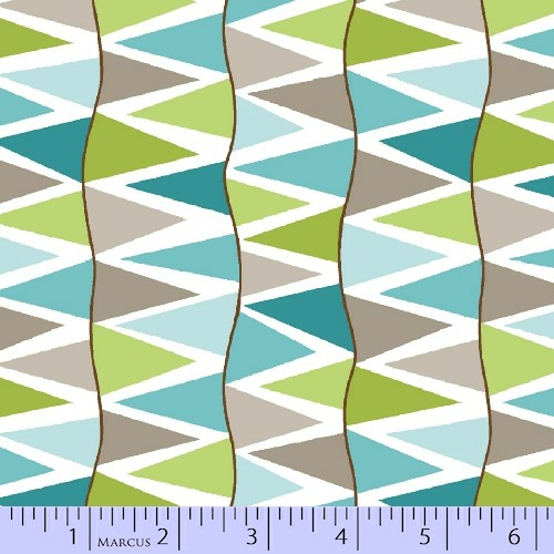 Zig Zag Collection Flannel - Green, Blue & Grey Zig Zag Stripes - Click Image to Close