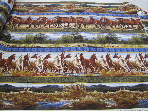Lovely Horse Border Print - Galloping Horses and Scenic Views - Click Image to Close