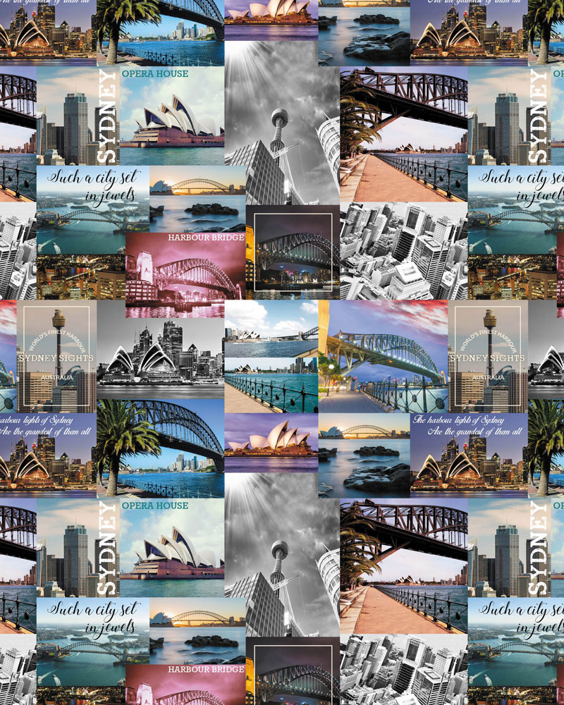 Sydney Sights: Block Collage Allover - Click Image to Close