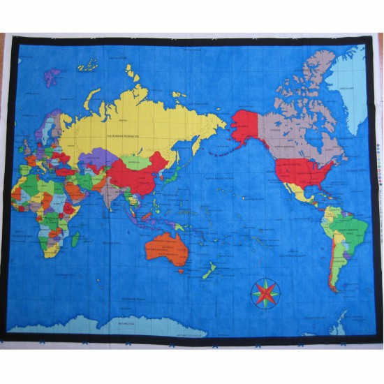 Fabric Map of the World Approx 90cm x 112cm - Click Image to Close