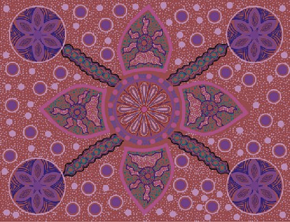 Stella - Burgundy - Australian Aboriginal Fabric - Click Image to Close