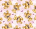 Sleepytime Animals- Teddy Bears and Hearts on Pink Background