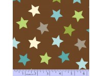 Zig Zag Collection Flannel - Blue, White & Green Stars on Brown