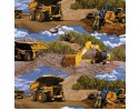 Caterpillar Trucks Diggers Excavators with clouds