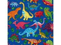 Bright Coloured Dinosaurs on a Blue Background