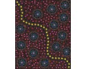Dreamtime Flowers Black - Australian Aboringal Fabric