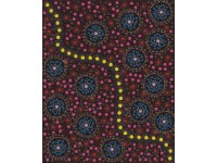 Dreamtime Flowers Black - Australian Aboringal Fabric