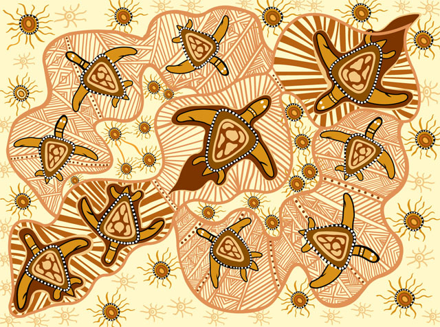Turtle - Brown, Australian Aboriginal Fabric - Click Image to Close