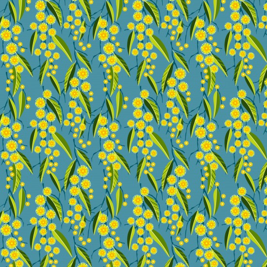 Golden Wattle on Blue Background - Click Image to Close
